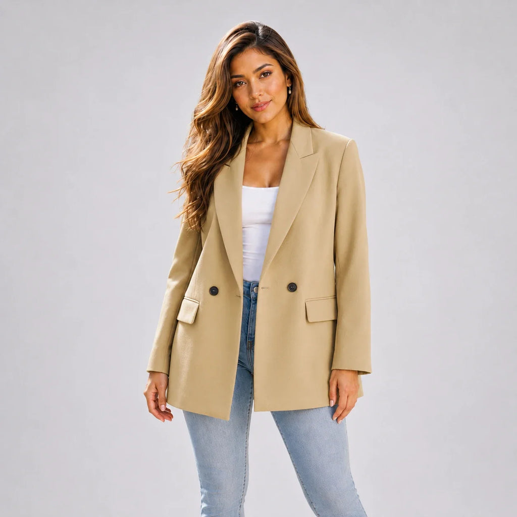 Double-Breasted Beige Blazer WHD0606228