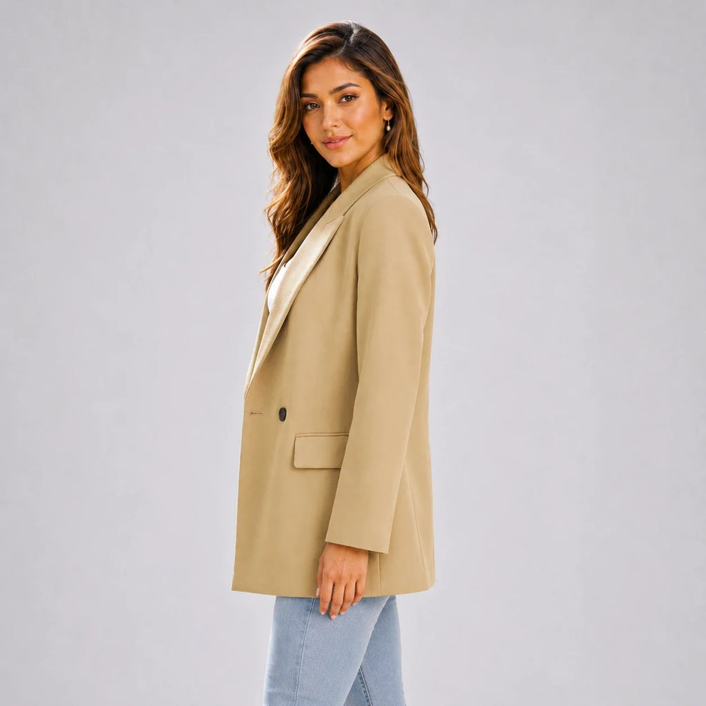 Double-Breasted Beige Blazer WHD0606228