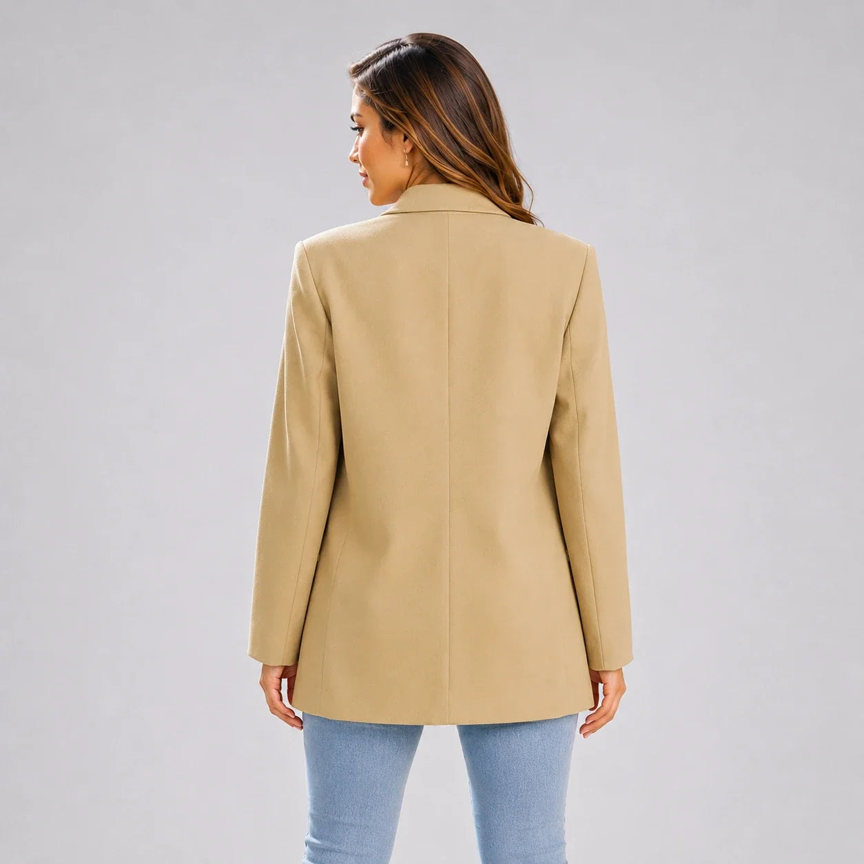 Double-Breasted Beige Blazer WHD0606228