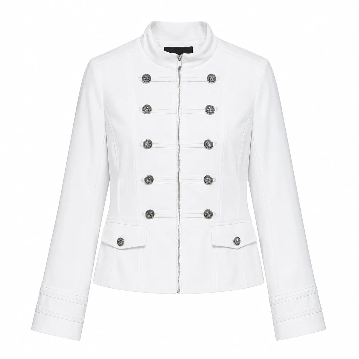 Military Button Zip Jacket WHD0606229