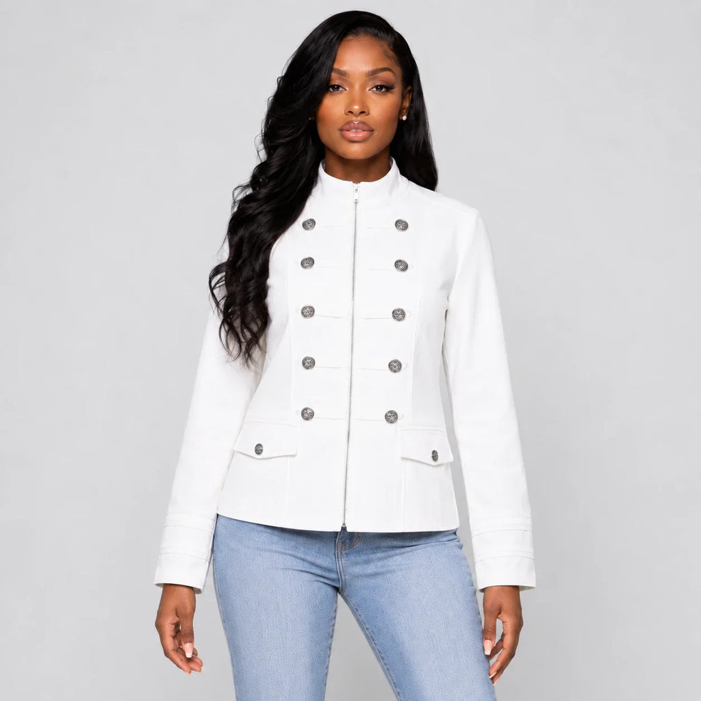 Military Button Zip Jacket WHD0606229