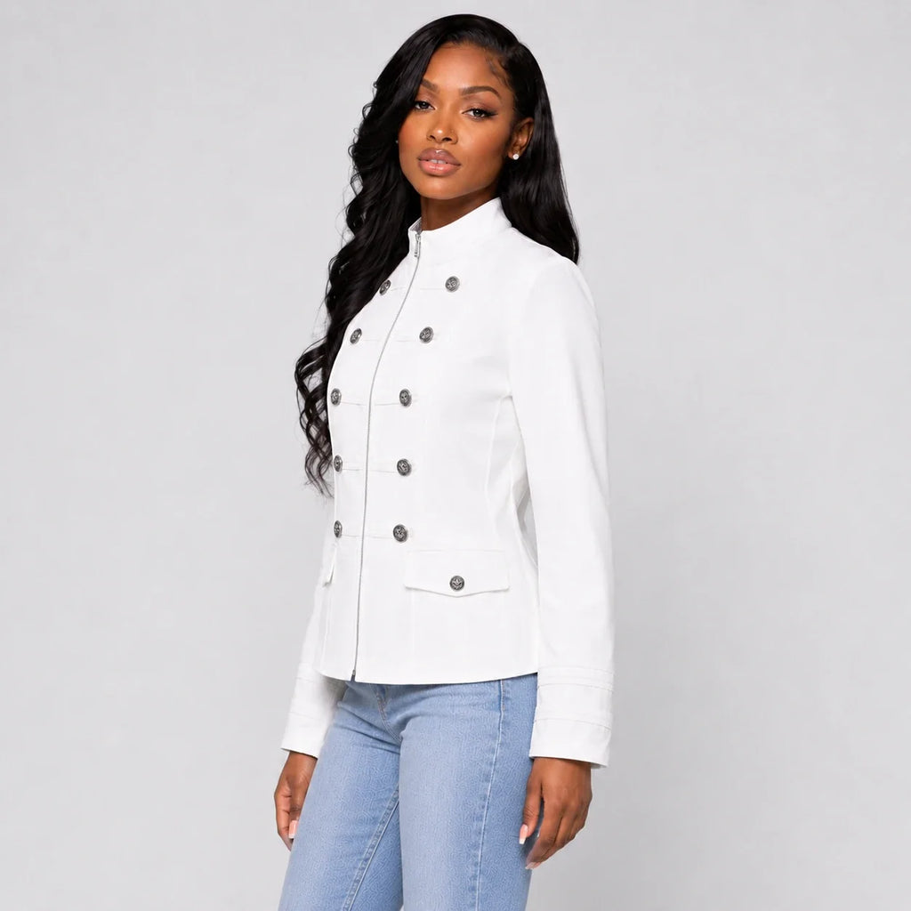 Military Button Zip Jacket WHD0606229