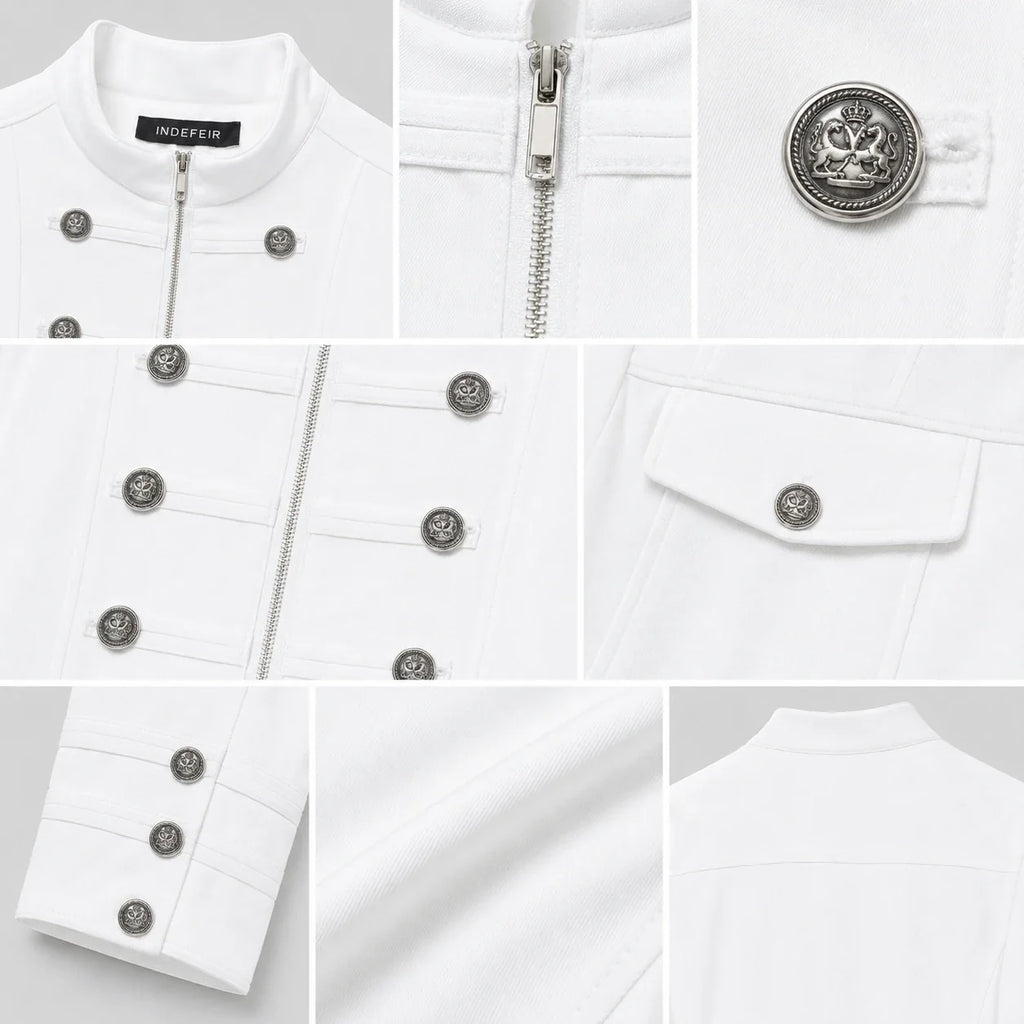 Military Button Zip Jacket WHD0606229