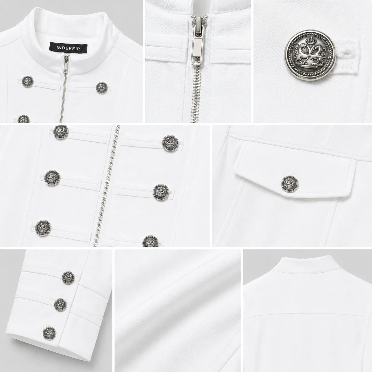 Military Button Zip Jacket WHD0606229