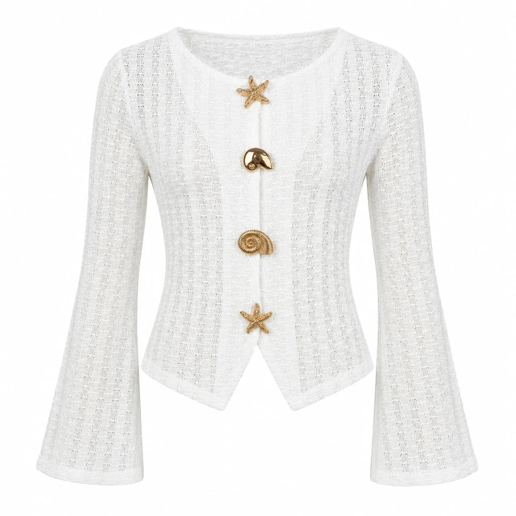 Shell Button Knit Cardigan WHD0606230