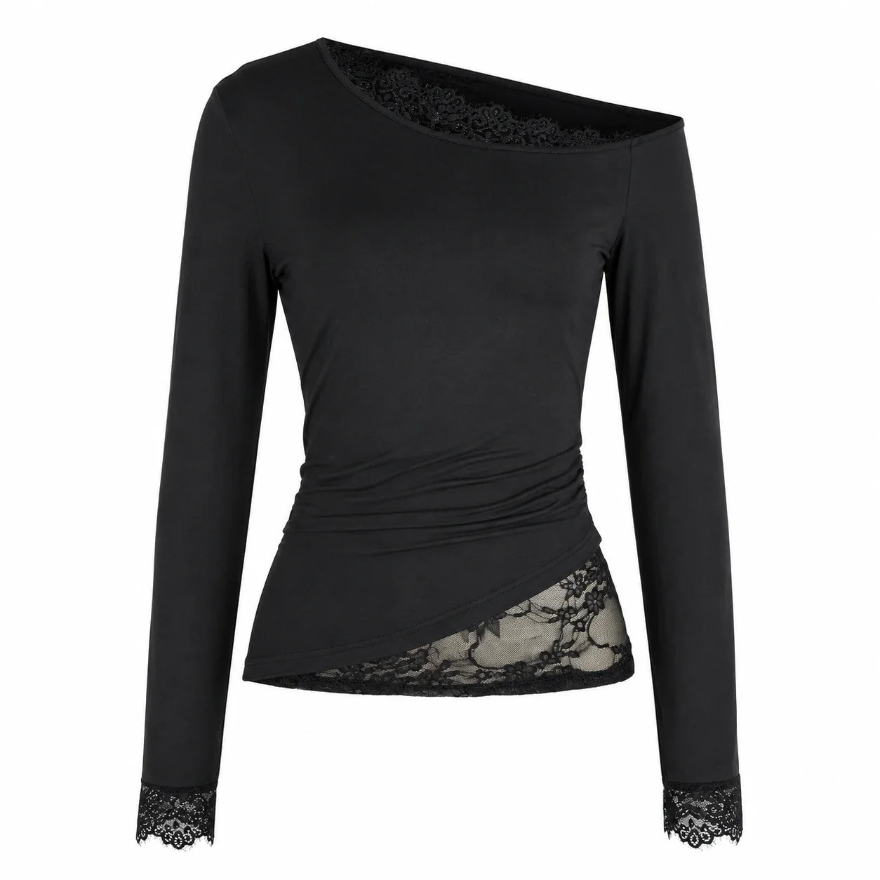 Asymmetric Lace Panel Top WHD0606231