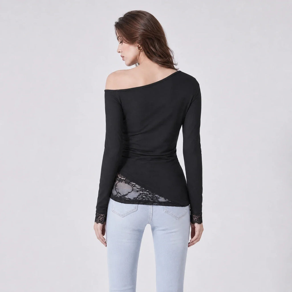 Asymmetric Lace Panel Top WHD0606231