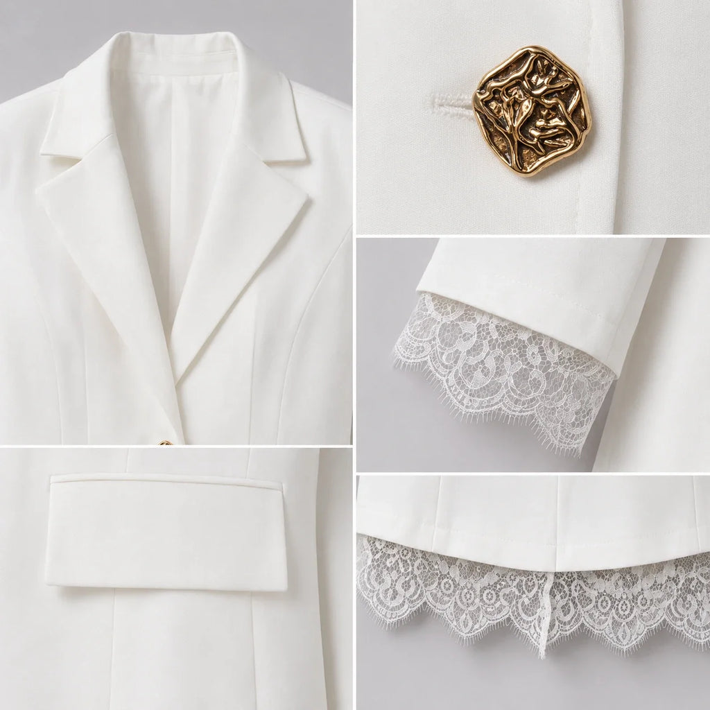 Lace Hem Tailored Blazer WHD0606232