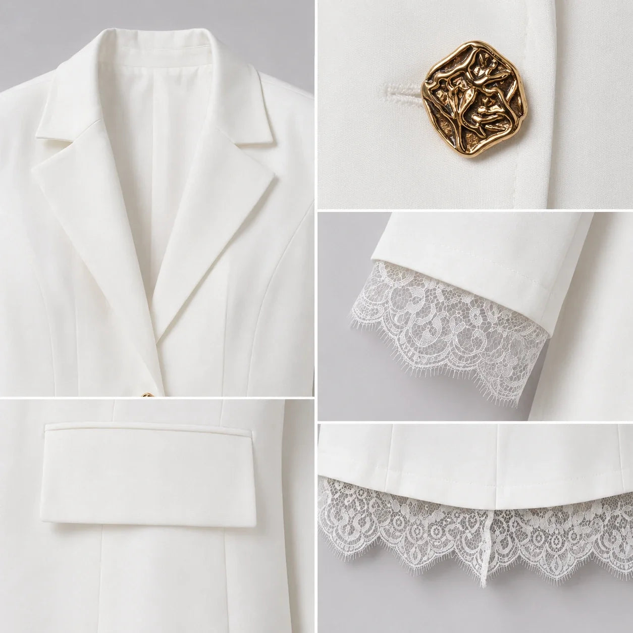 Lace Hem Tailored Blazer WHD0606232