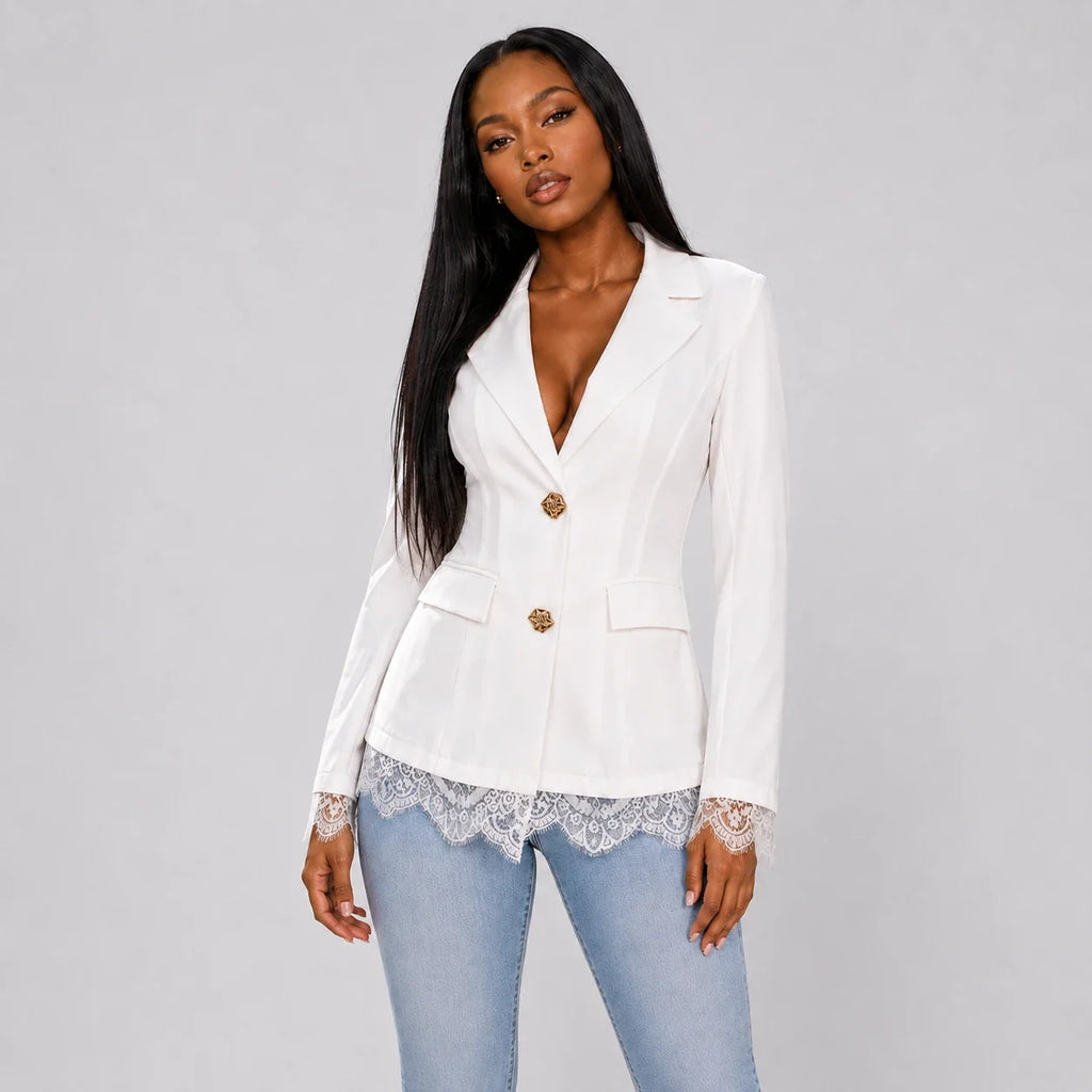 Lace Hem Tailored Blazer WHD0606232