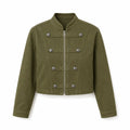 Military Button Cropped Jacket WHD0606233