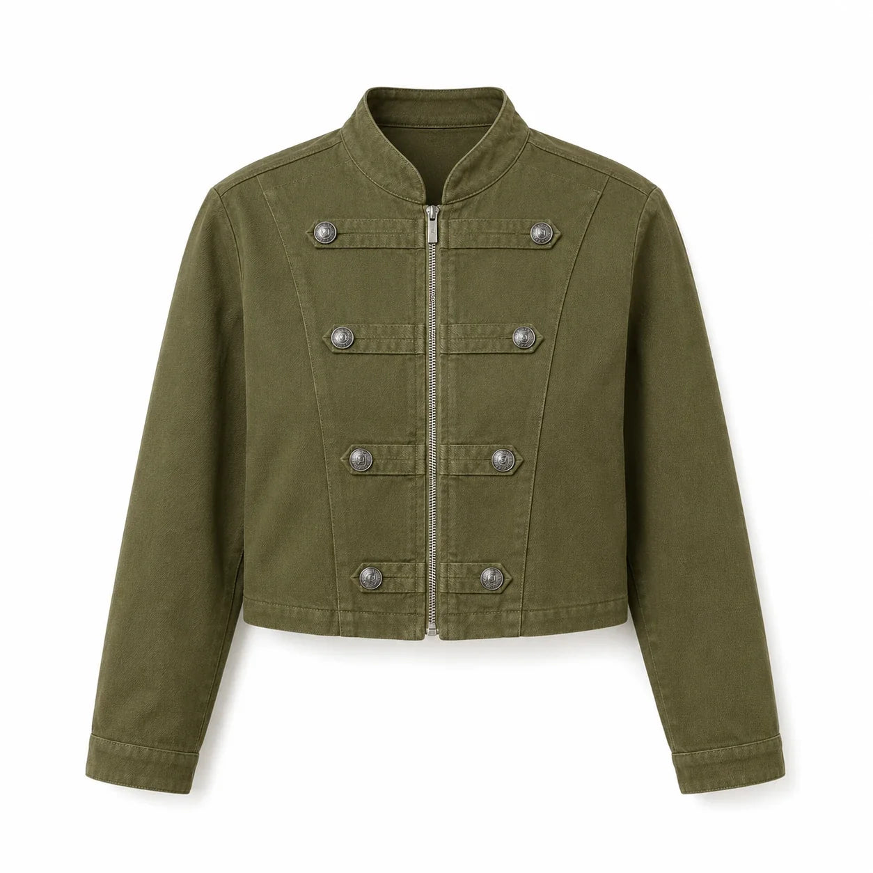 Military Button Cropped Jacket WHD0606233