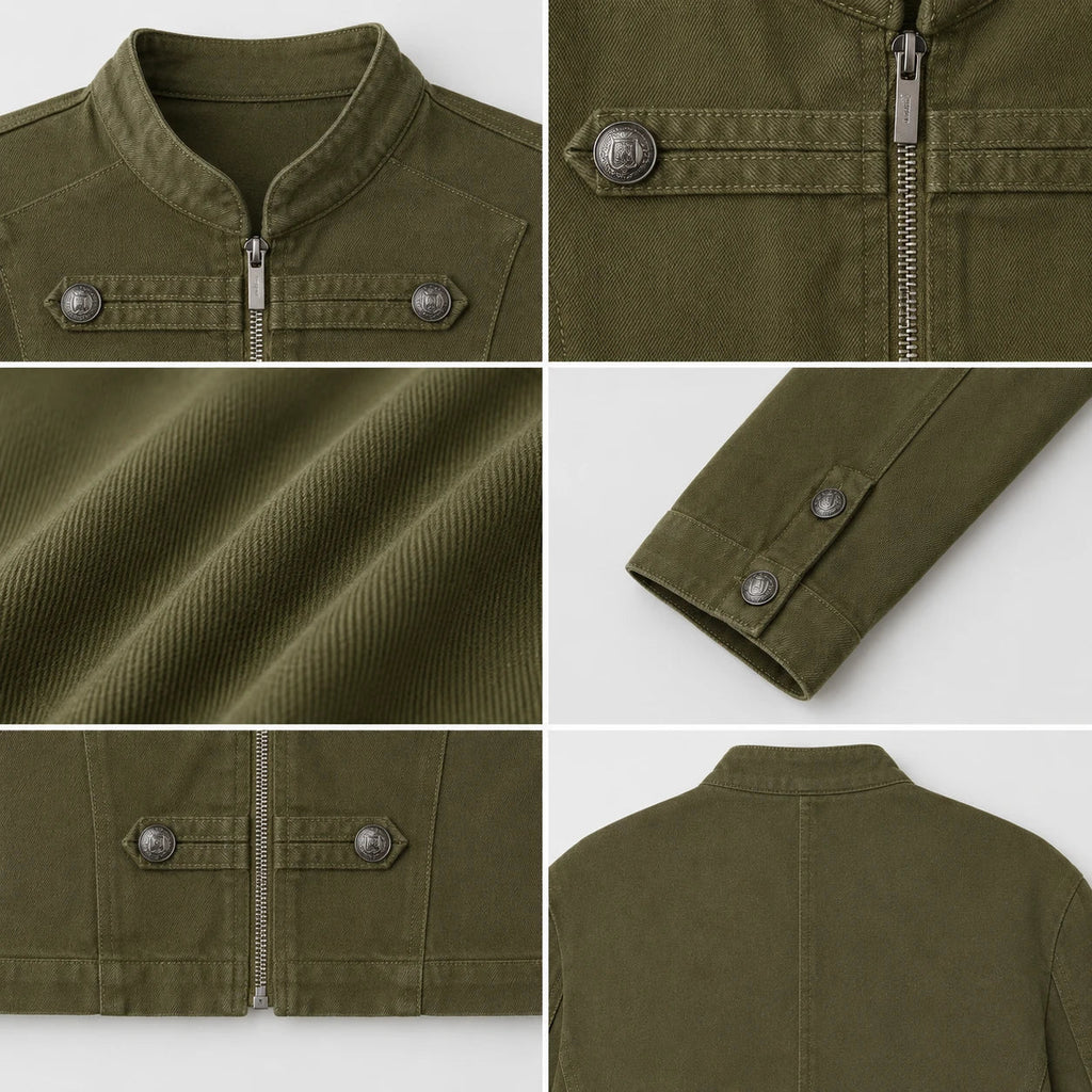 Military Button Cropped Jacket WHD0606233