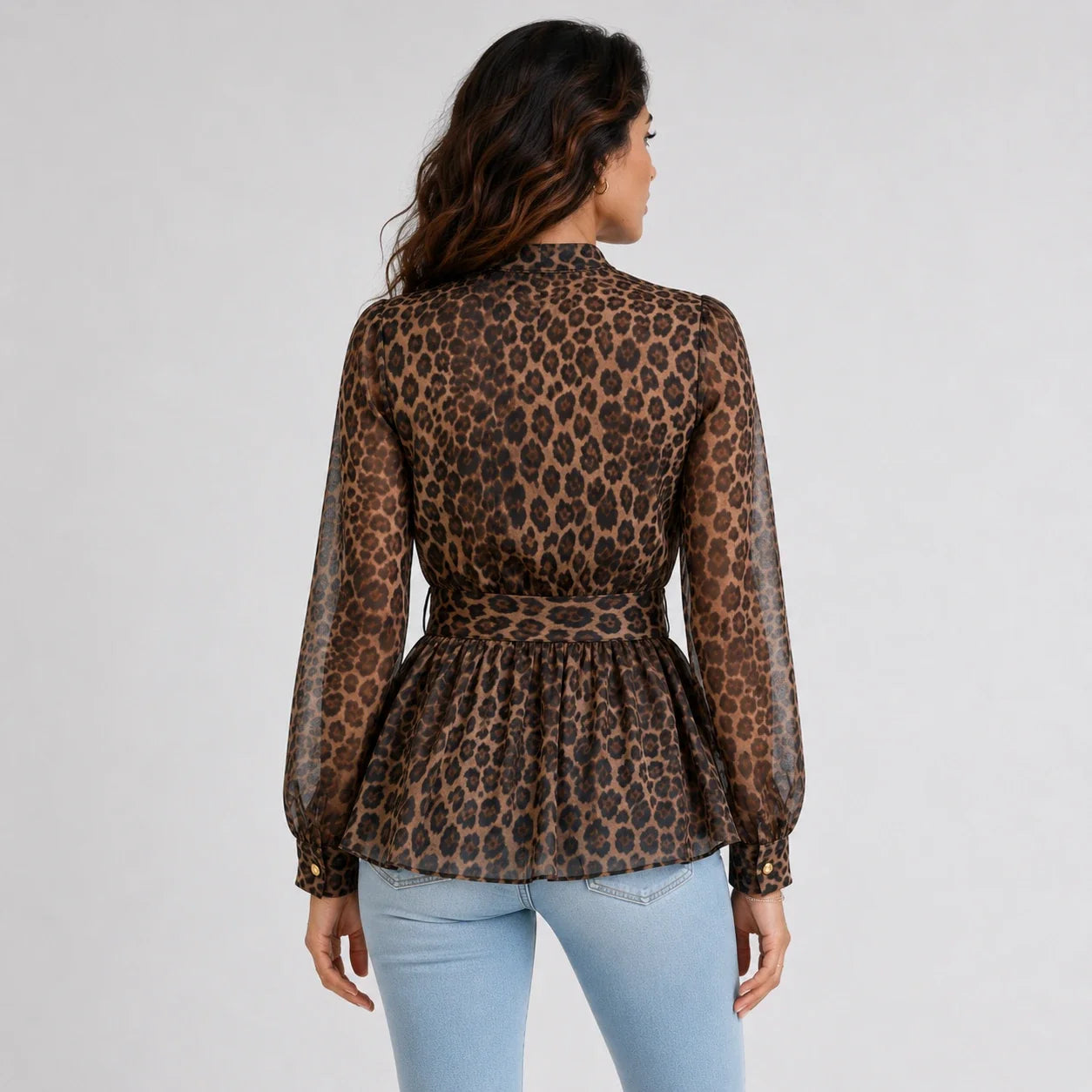 Leopard Tie-Waist Blouse WHD0606234