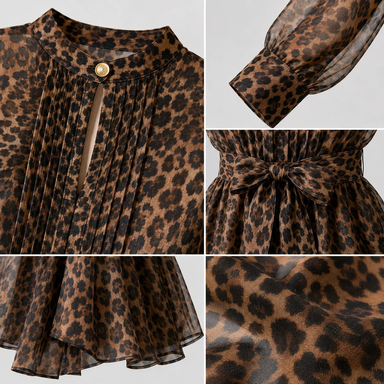 Leopard Tie-Waist Blouse WHD0606234