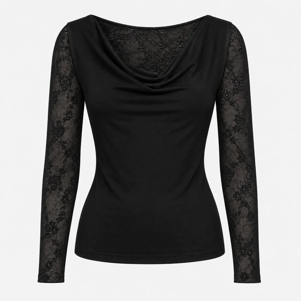 Lace Sleeve Cowl Top WHD0606235