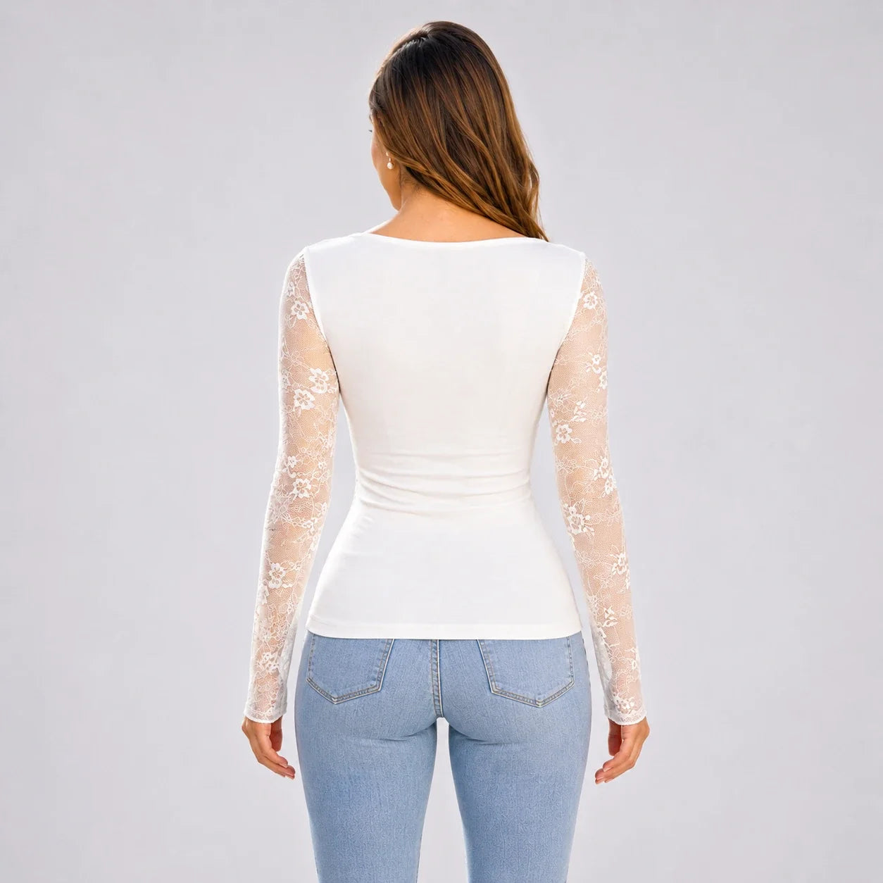 Lace Sleeve Cowl Top WHD0606235