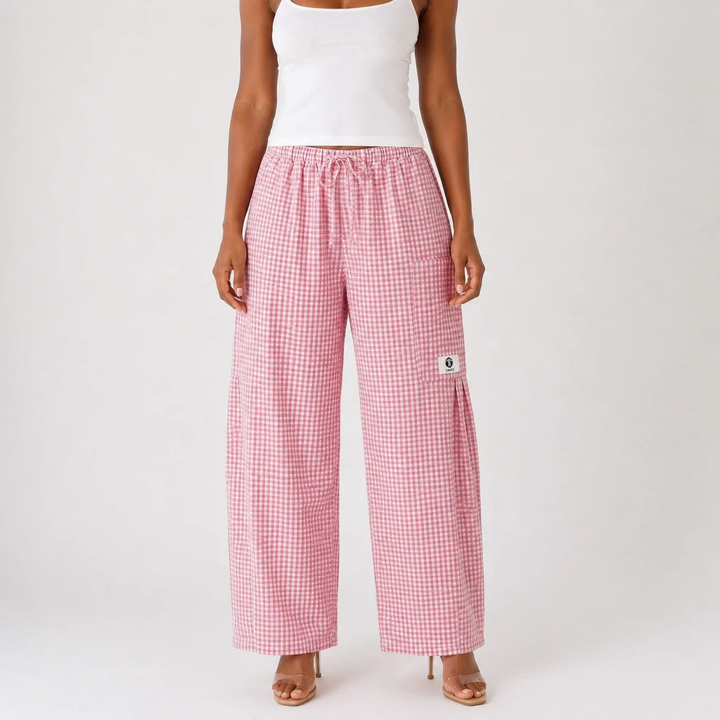 Gingham Wide Leg Pants WHD0606237