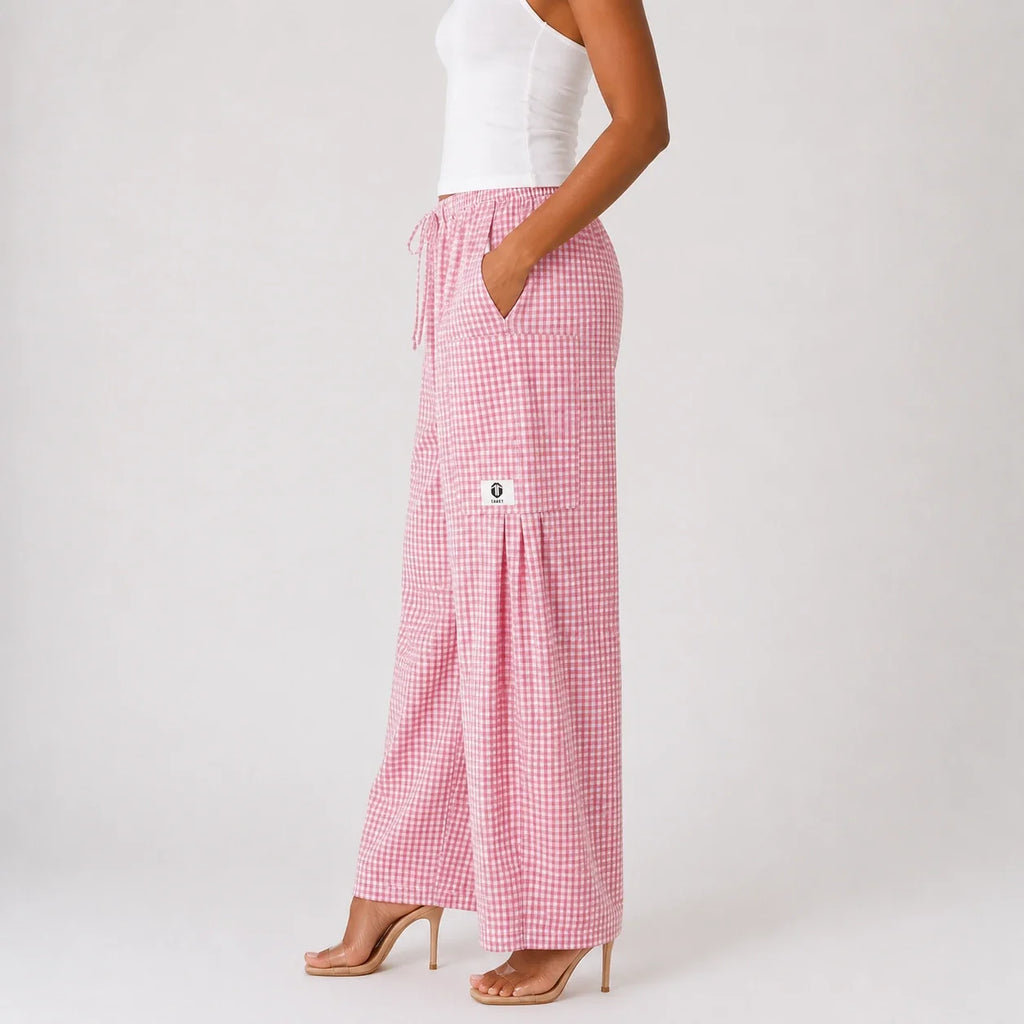 Gingham Wide Leg Pants WHD0606237