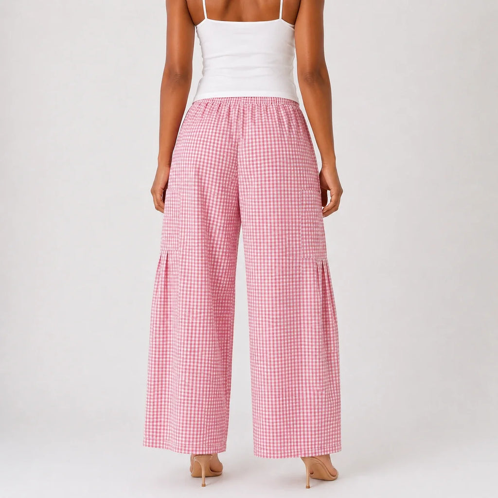Gingham Wide Leg Pants WHD0606237