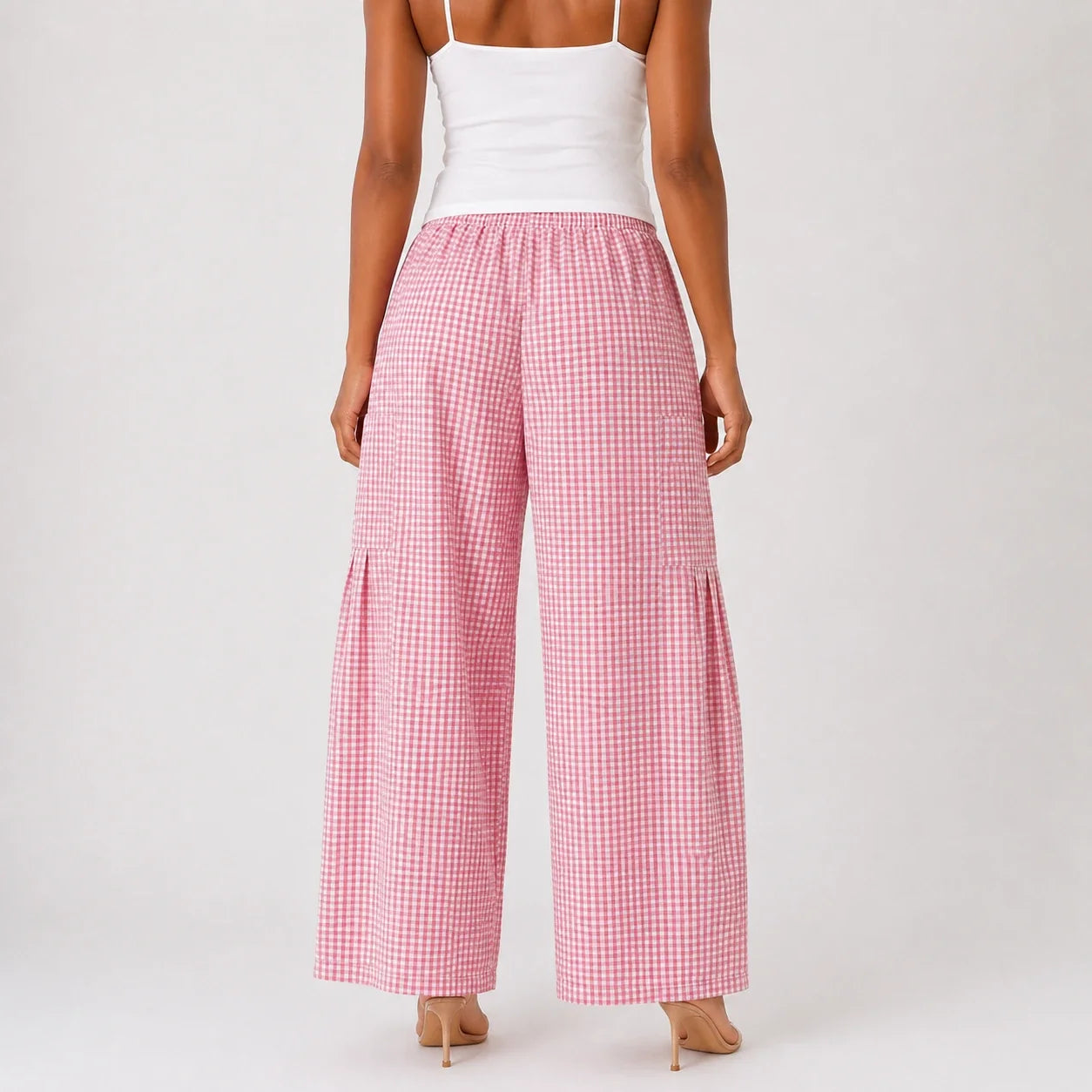 Gingham Wide Leg Pants WHD0606237
