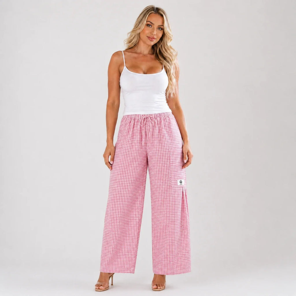 Gingham Wide Leg Pants WHD0606237