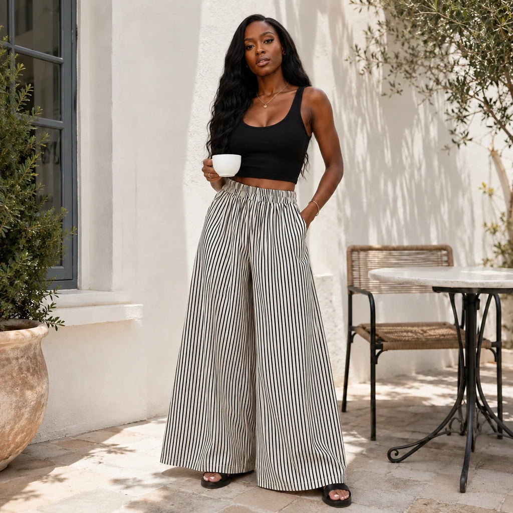 Striped Wide Leg Pants WHD0606239