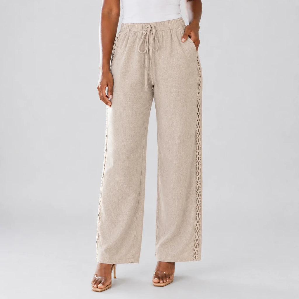 Lace Trim Drawstring Pants WHD0606240