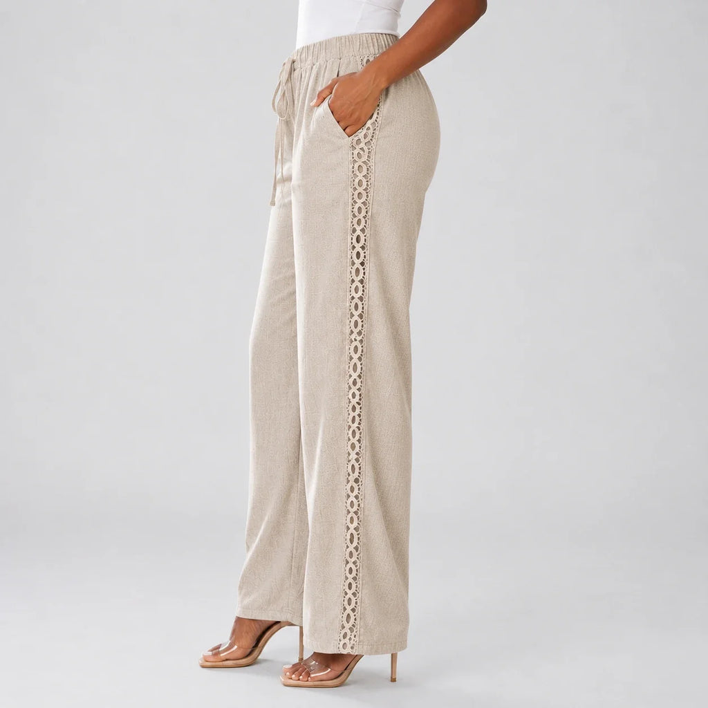 Lace Trim Drawstring Pants WHD0606240
