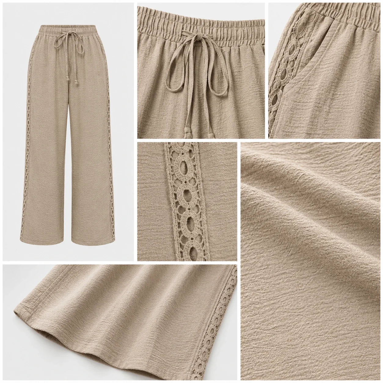 Lace Trim Drawstring Pants WHD0606240