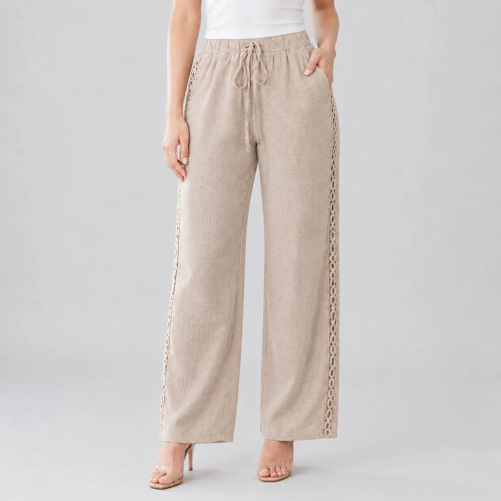 Lace Trim Drawstring Pants WHD0606240