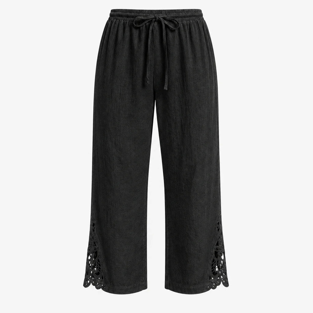 Lace Hem Drawstring Pants WHD0606242