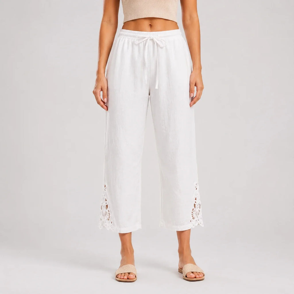 Lace Hem Drawstring Pants WHD0606242