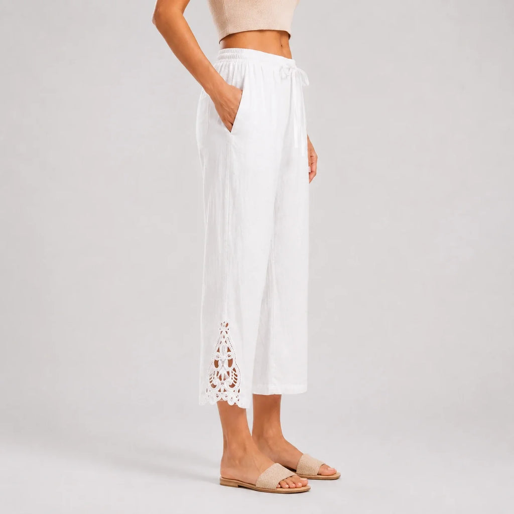 Lace Hem Drawstring Pants WHD0606242