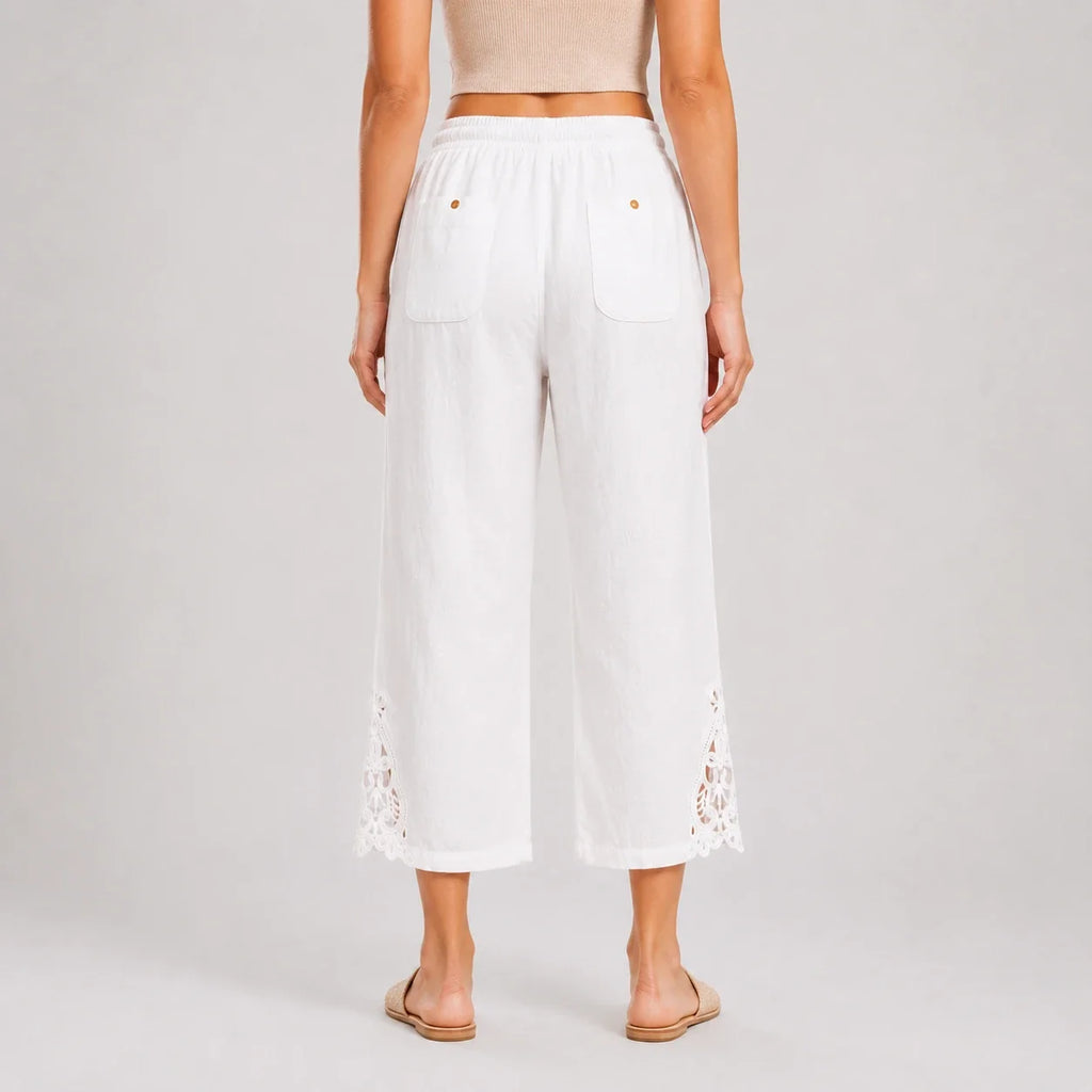 Lace Hem Drawstring Pants WHD0606242