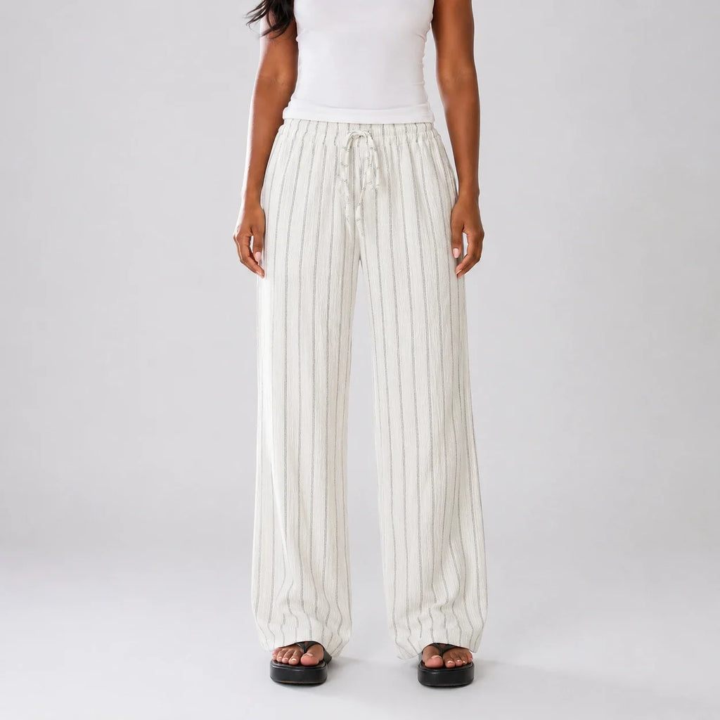 Striped Drawstring Wide Leg Pants WHD0606244