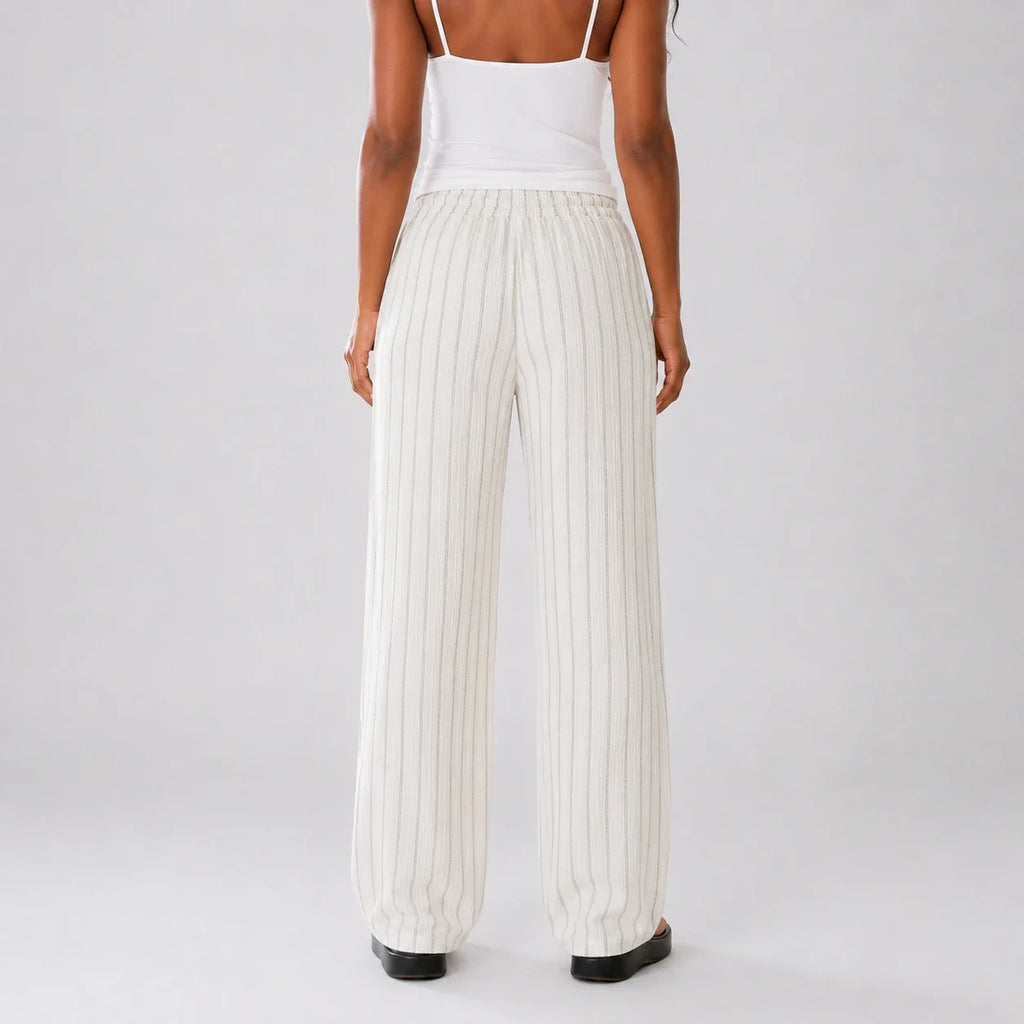 Striped Drawstring Wide Leg Pants WHD0606244