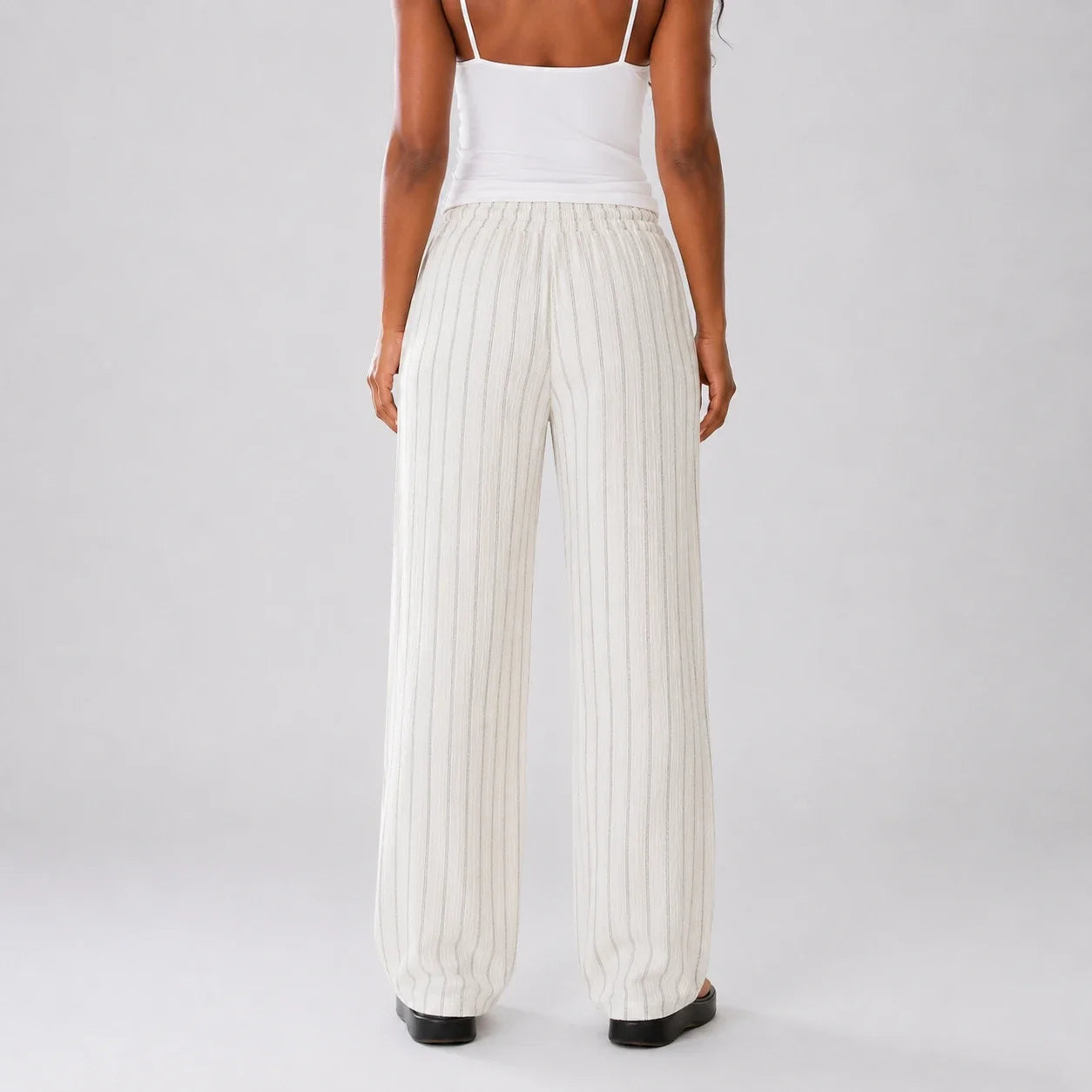 Striped Drawstring Wide Leg Pants WHD0606244