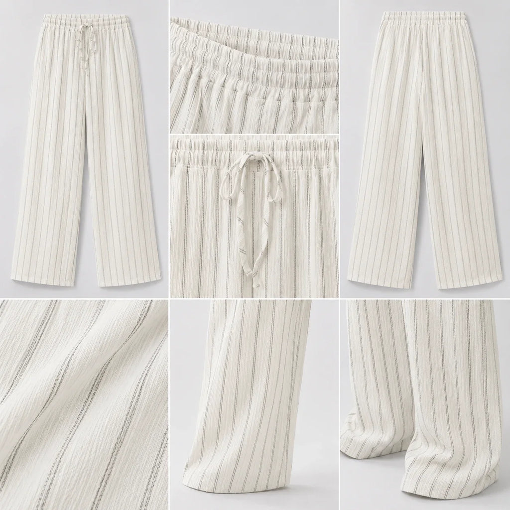 Striped Drawstring Wide Leg Pants WHD0606244
