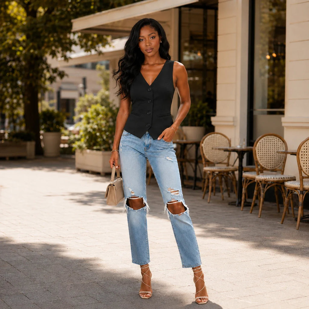 Tailored Button Front Vest WHD0606257