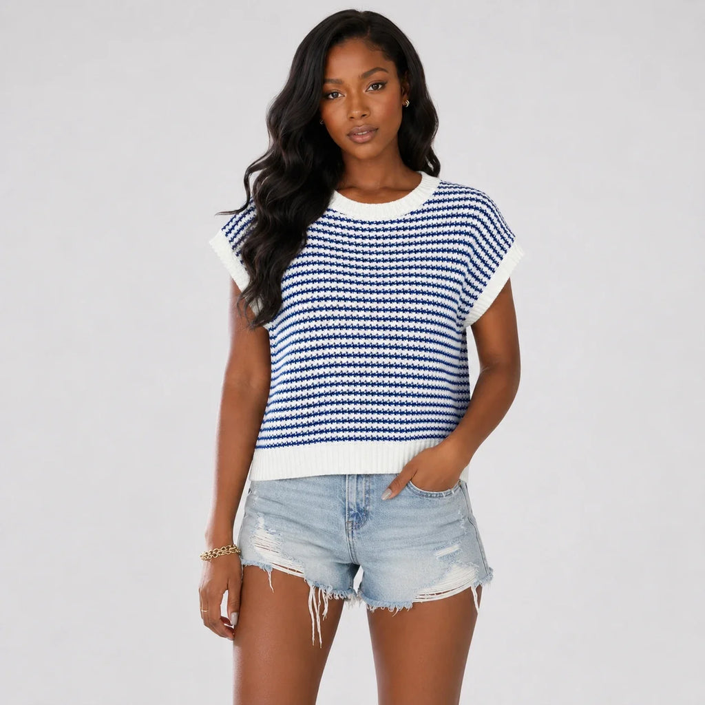 Striped Knit Sweater Vest WHD0606258