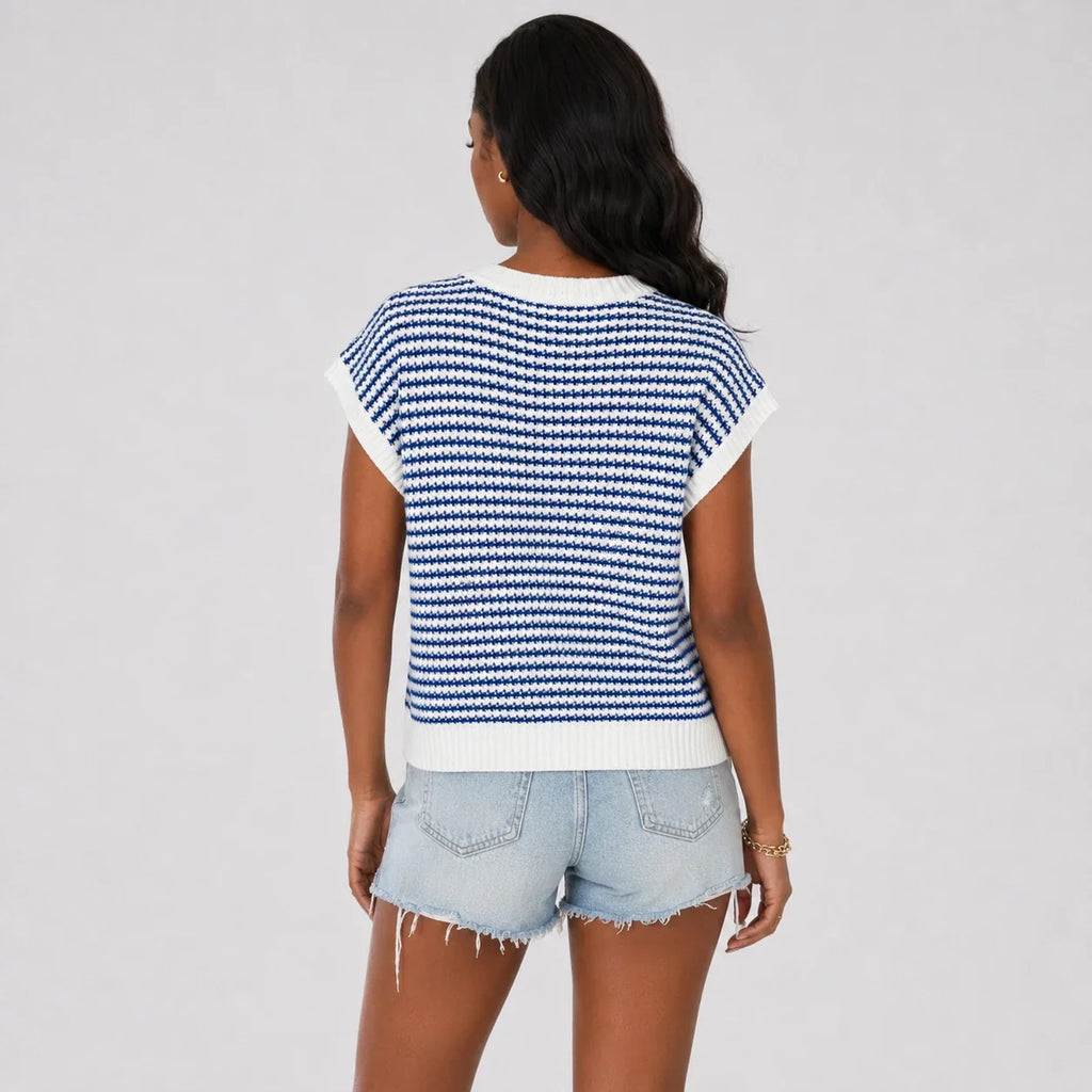 Striped Knit Sweater Vest WHD0606258