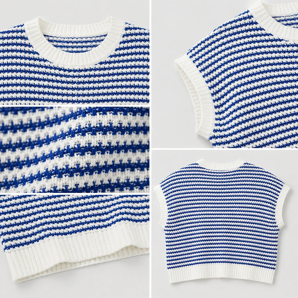 Striped Knit Sweater Vest WHD0606258