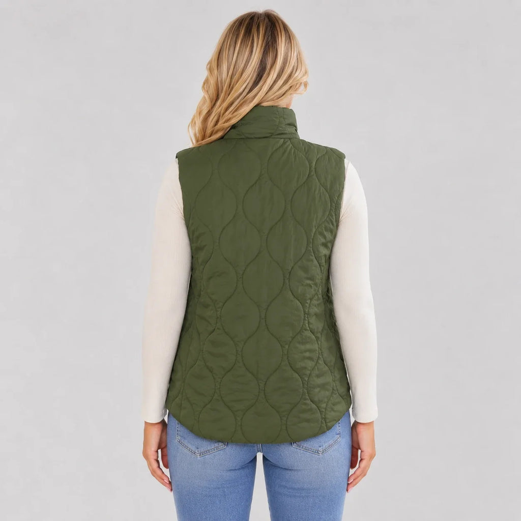 Olive Quilted Snap Vest WHD0606262