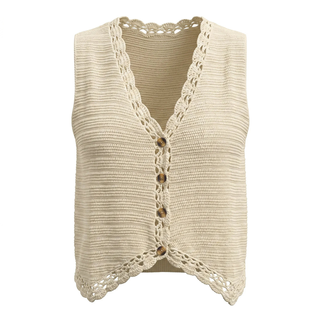 Crochet Button Front Vest WHD0606265