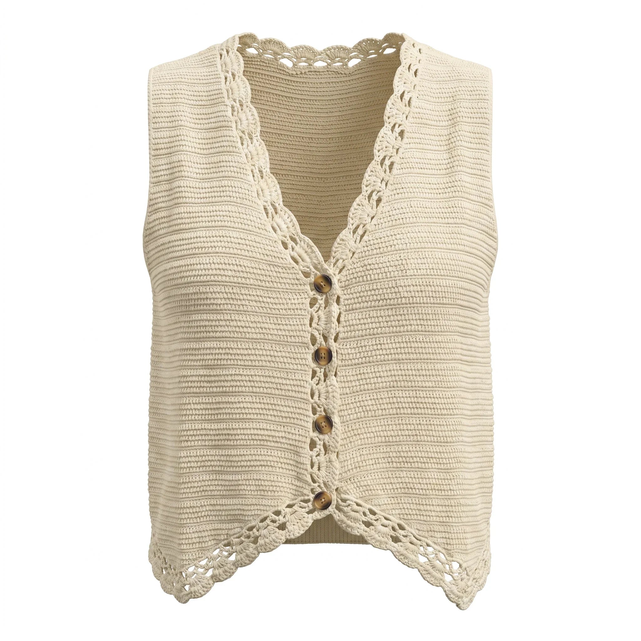 Crochet Button Front Vest WHD0606265