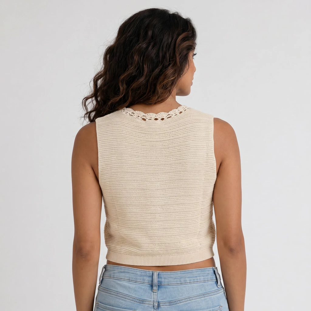 Crochet Button Front Vest WHD0606265