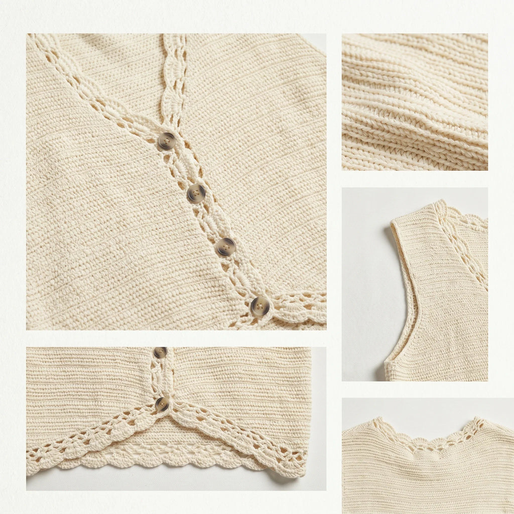 Crochet Button Front Vest WHD0606265