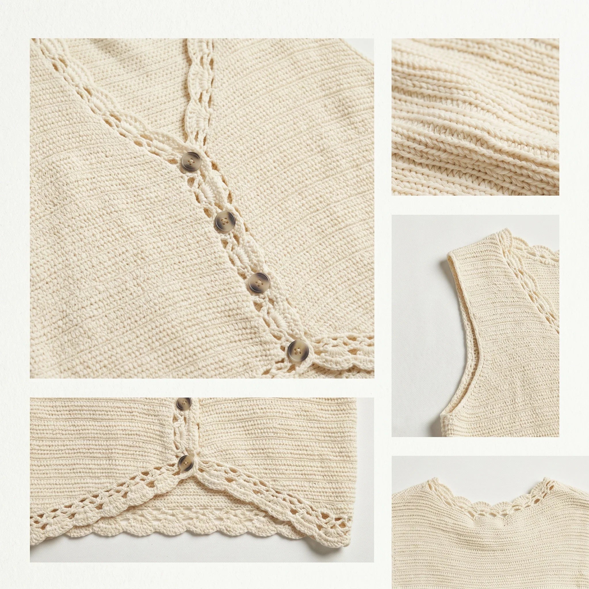 Crochet Button Front Vest WHD0606265