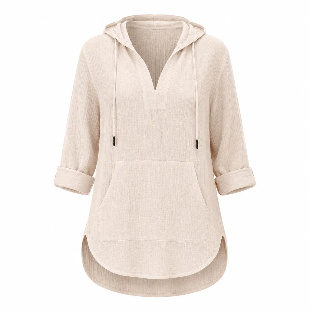 Gauze Hooded Tunic Top WHD0606267